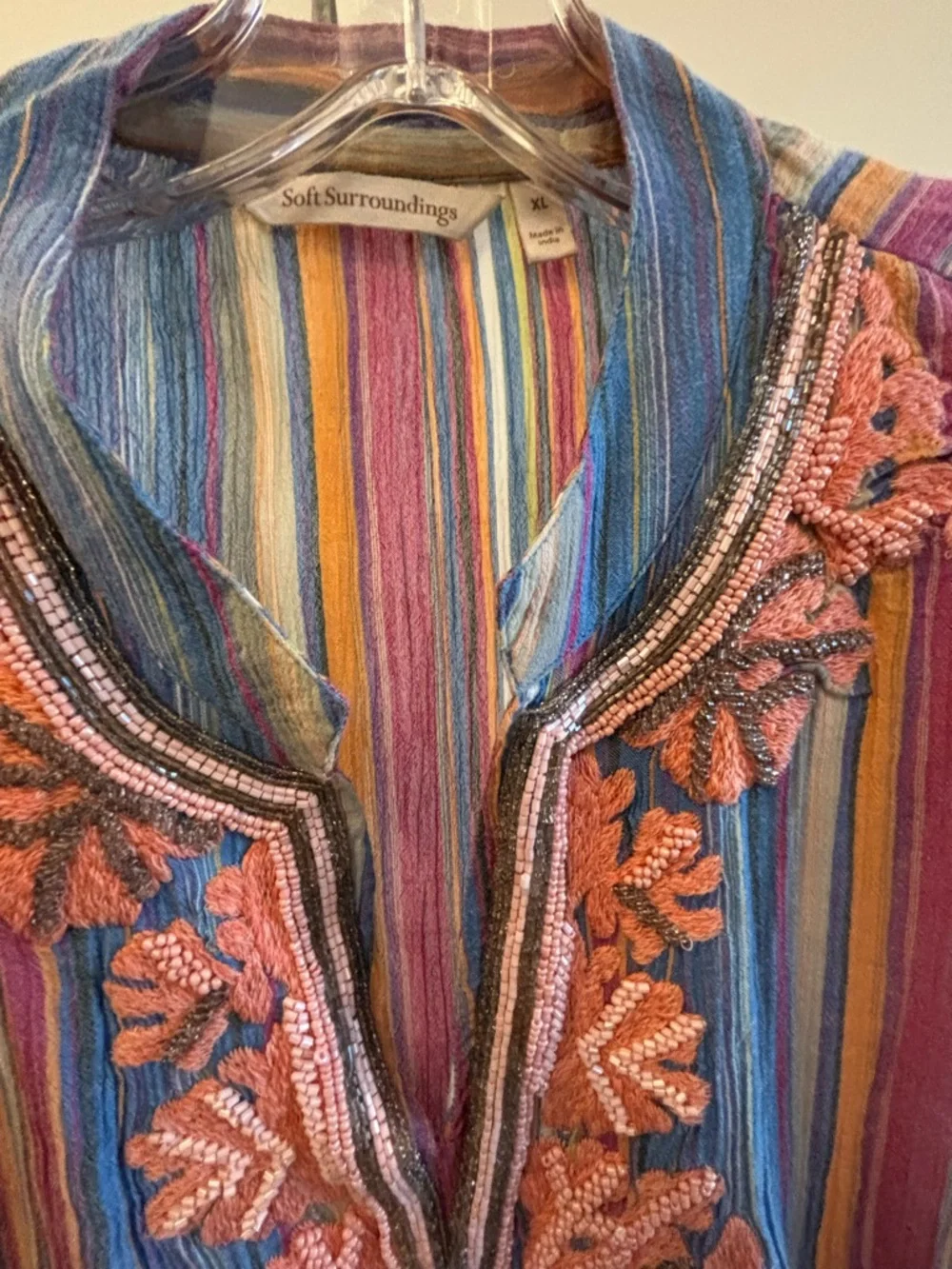 Soft Surroundings Striped Tunic with Intricate Beading - Picture 2 of 9